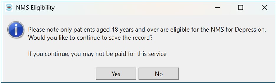 warning NMS Eligibility message