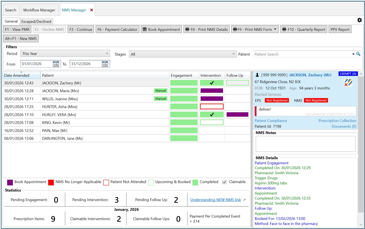 the NMS Manager screen