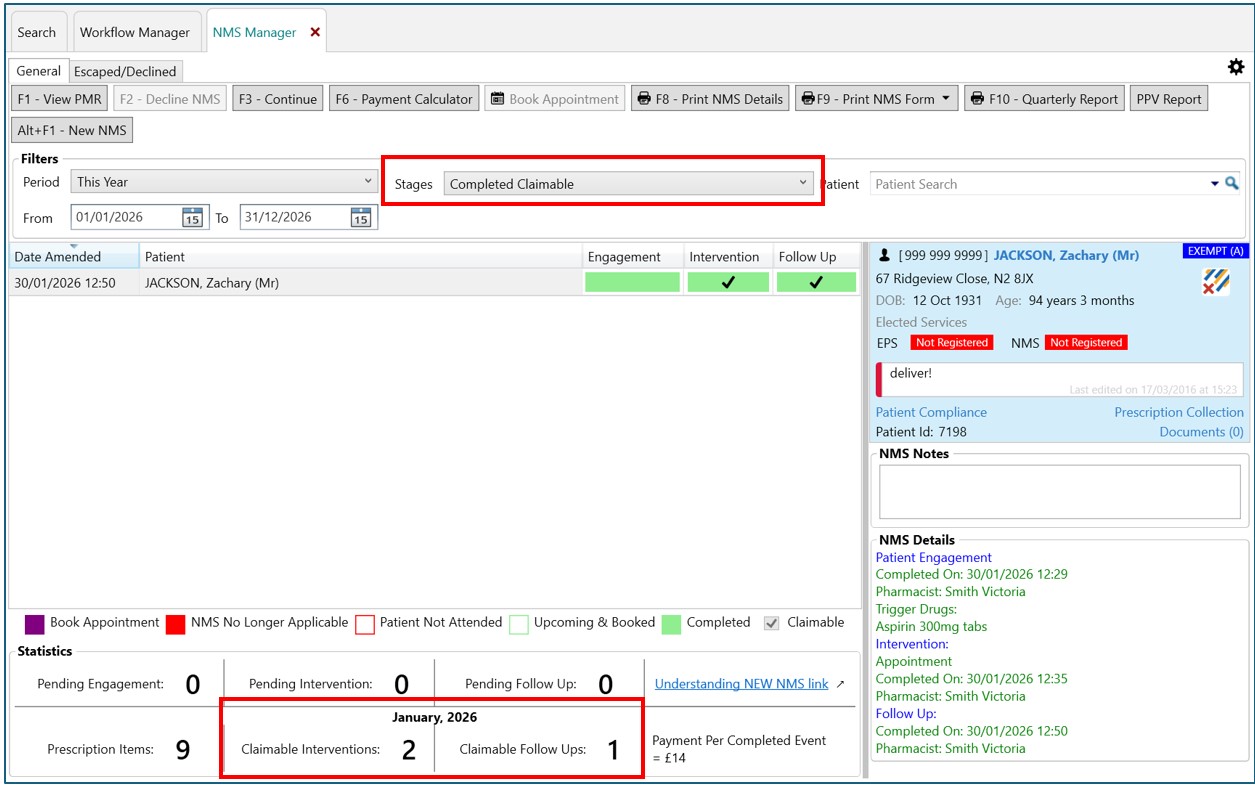 the claimable figures adjusted