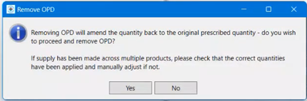 Remove OPD from an item