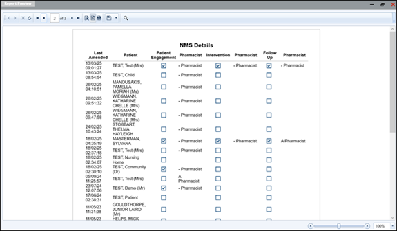 Report Preview screen