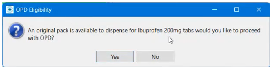 an image of the OPD eligibility message